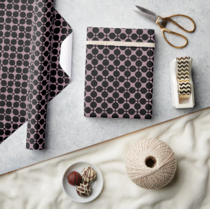 Papel De Presente moda do padrão de verificação da bolinhas preta ma