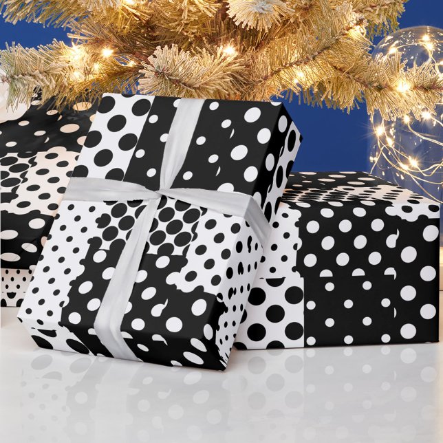 Papel De Presente Moda Preto e Branco Pontos Estilo Design  (Criador carregado)