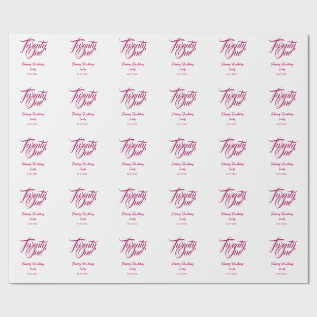 Papel De Presente modelo de 21º aniversário adicionar nome data ano  (Aberto)