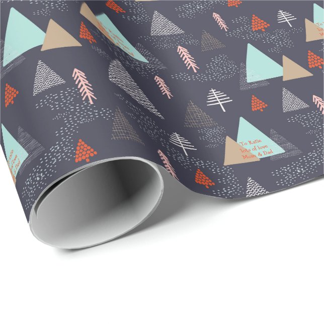 Papel De Presente Modelo de Árvore de Natal escandinava personalizad (Ponta do rolo)