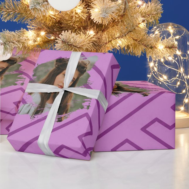 Papel De Presente Modelo de Foto Personalizado Inspiração Grega Rosa (Feriados)