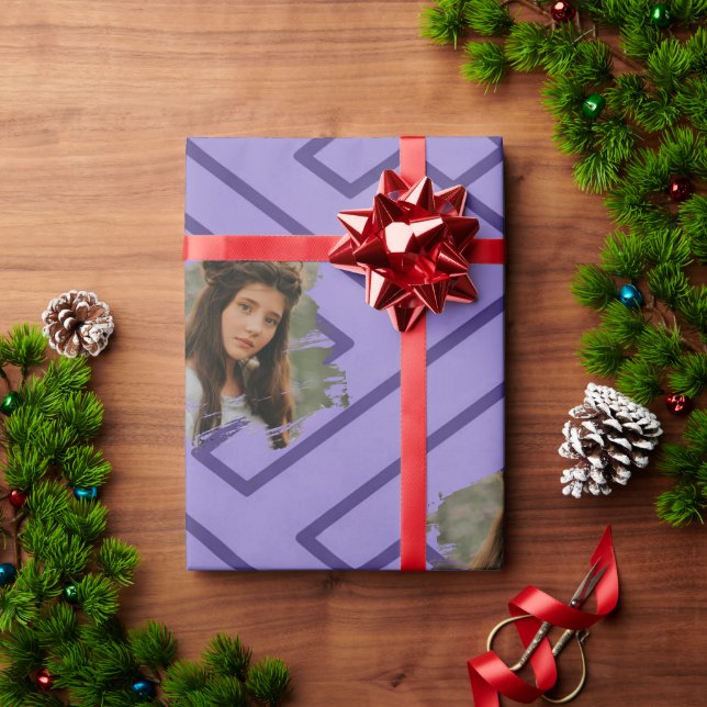 Papel De Presente Modelo de Foto Personalizado Inspiração Grega Roxo (Presente de Natal)