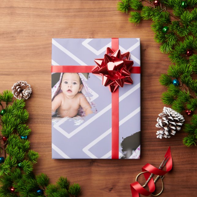 Papel De Presente Modelo de Foto Personalizado Inspiração Grega Roxo (Presente de Natal)