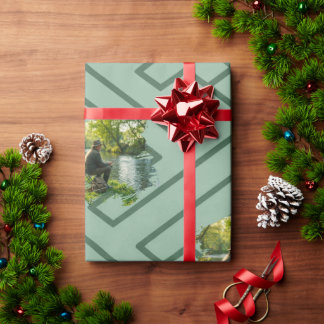 Papel De Presente Modelo de Foto Personalizado Inspiração Grega Verd