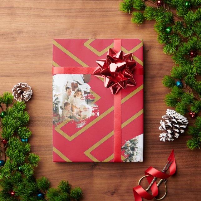 Papel De Presente Modelo de Foto Personalizado Inspiração Grega Verm (Presente de Natal)