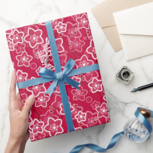 Papel De Presente modelo de moda rústica floral vermelha