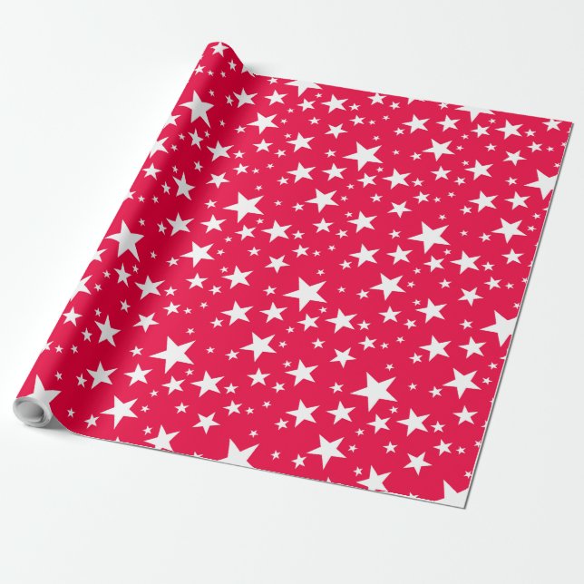 Papel De Presente Modelo de Natal Nostálgico Elegante Estrelas Verme (Desenrolado)
