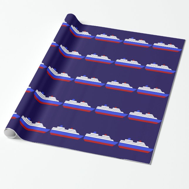 Papel De Presente modelo de navio vermelho e azul (Desenrolado)