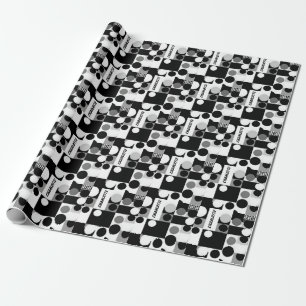 Papel De Presente modelo de padrão em formas pretas geométricas