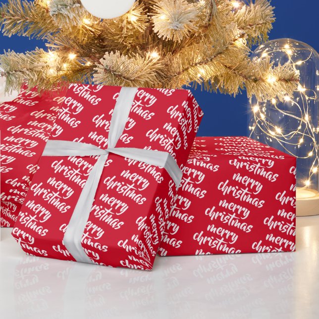 Papel De Presente Modelo Personalizado Vermelho e Branco Presente de (Feriados)