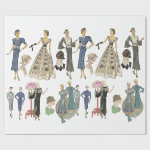 Papel De Presente Modelos de moda para raparigas da década de 1930 d