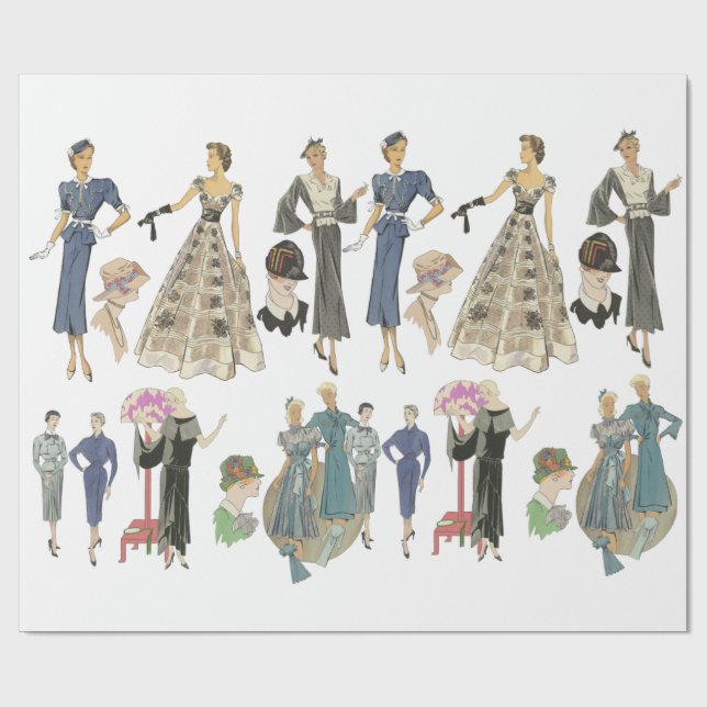 Papel De Presente Modelos de moda para raparigas da década de 1930 d (Aberto)