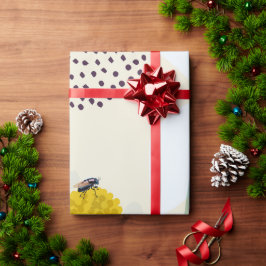 Papel De Presente Modern Abstract Botanical Yellow Billy Button