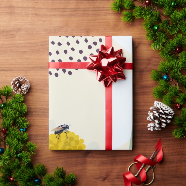 Papel De Presente Modern Abstract Botanical Yellow Billy Button (Presente de Natal)