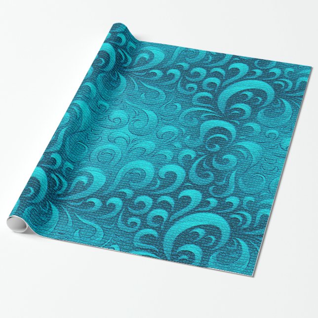 Papel De Presente Modern Aqua Blue Trendy (Desenrolado)