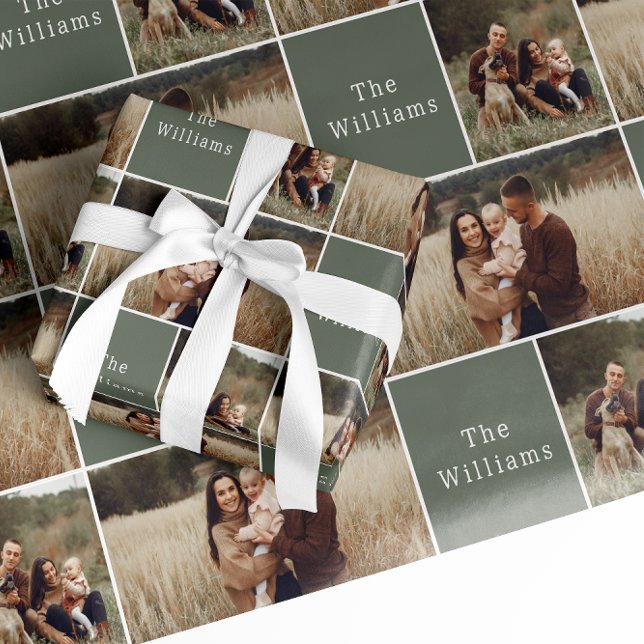 Papel De Presente Modern Boho Christmas | Colagem de Fotos da Famíli (Criador carregado)