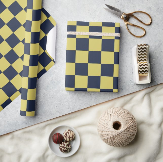Papel De Presente Modern Checkered Pattern Wrapping Paper Roll (Artesanato)