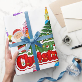 Papel De Presente Modern Christmas Tree Painting Colorful