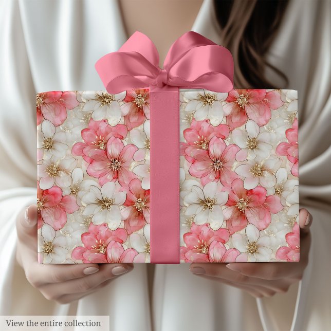 Papel De Presente Modern dusty pink and gold birthday gift wrap (Modern dusty pink and gold birthday gift wrap)
