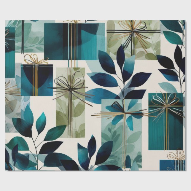 Papel De Presente Modern Gift Wrap | Elegant Botanical Design (Aberto)