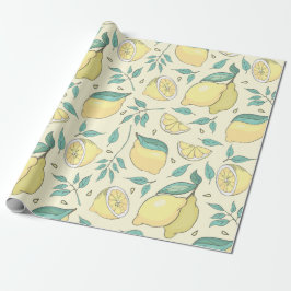 Papel De Presente Modern Lemon Citrus Summer Personalizado