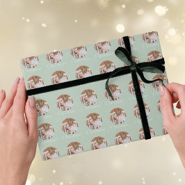 Papel De Presente Modern Photo Light Blue Merry Christmas Holiday