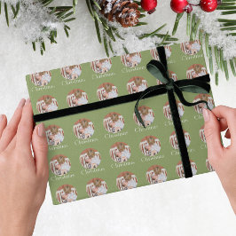 Papel De Presente Modern Photo Light Green Merry Christmas Holiday