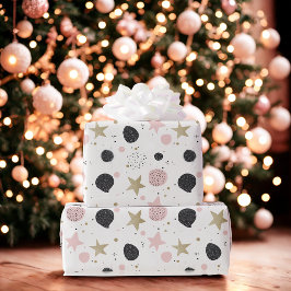 Papel De Presente Modern Pink Gold Abstract Christmas Wrapping Paper