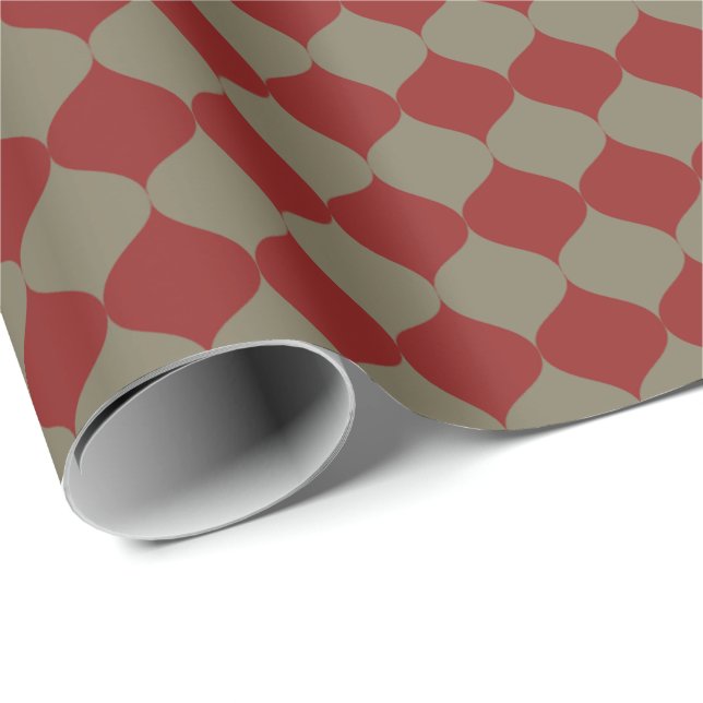 Papel De Presente Modern Red Sage Christmas Ogee  (Ponta do rolo)