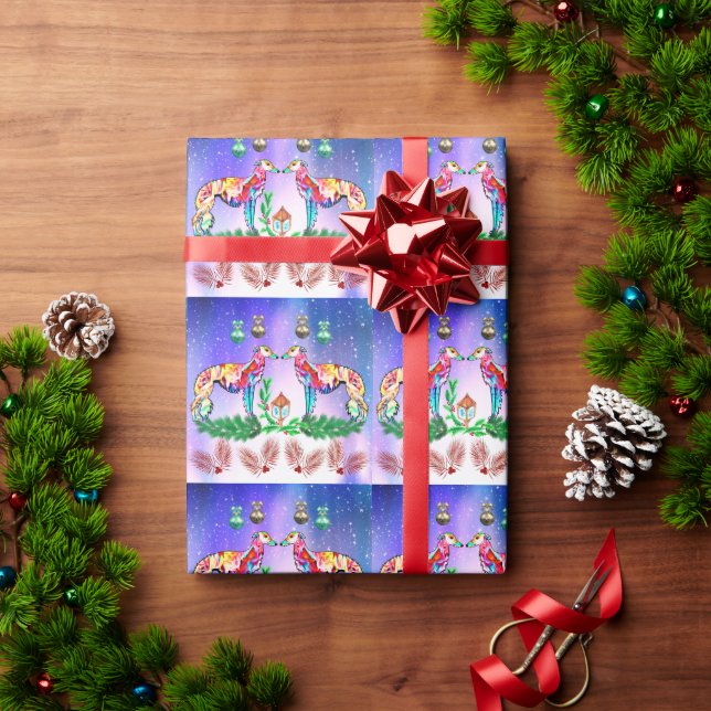 Papel De Presente Modern Silken Windhound Wrapping Paper (Presente de Natal)