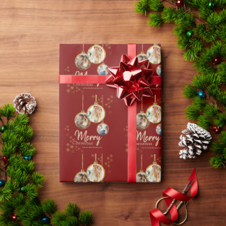 Papel De Presente Modern Snowflakes Photo Merry Christmas