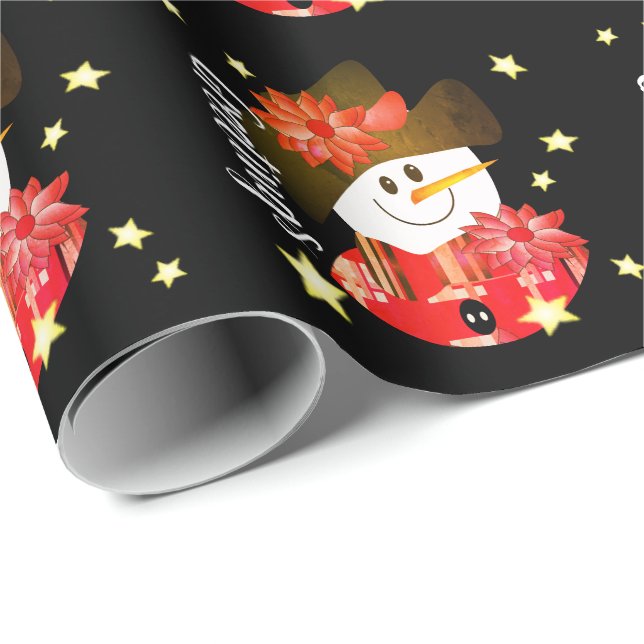 Papel De Presente Modern Snowman Designada (Ponta do rolo)