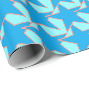 Papel De Presente Modern Star Geométrico - coral e bege