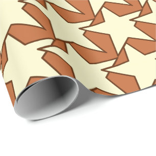 Papel De Presente Modern Star Geométrico - creme e castanho