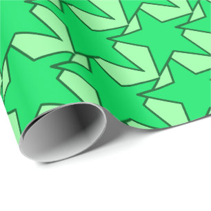 Papel De Presente Modern Star Geométrico - esmeralda e verde-menta