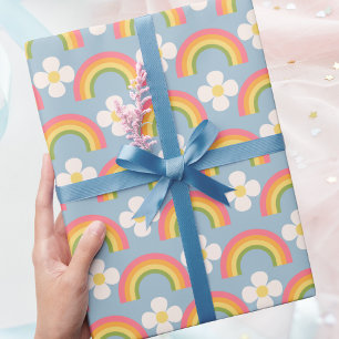 Papel De Presente Modern Trendy Colorful Rainbow Feliz Aniversário