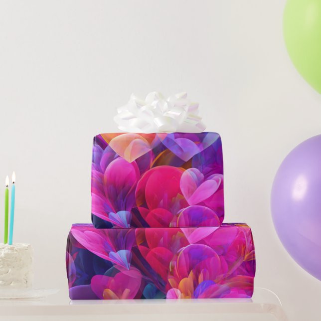 Papel De Presente Modern Valentine Wrapping Paper– Abstract Colorful (Presentes para festas)