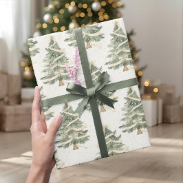 Papel De Presente Modern Watercolor Christmas Tree Wrapping Paper