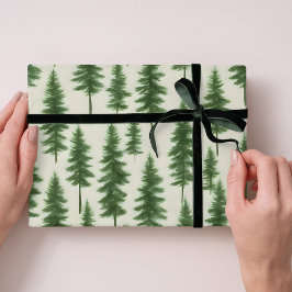 Papel De Presente Modern Winter Pine Tree Holiday Christmas 