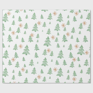 Papel De Presente Modern Winter Pine Tree Star