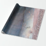 Papel De Presente Moderna Cor de Água Azul e Rosa Dourado Partido Ro<br><div class="desc">Papel de empacotamento</div>