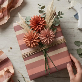 Papel De Presente Moderna Linear | Rosa Antiga & Cobre