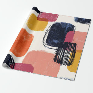 Papel De Presente Moderno Abstrato Boho Pincelada - Cor Retro Ousada