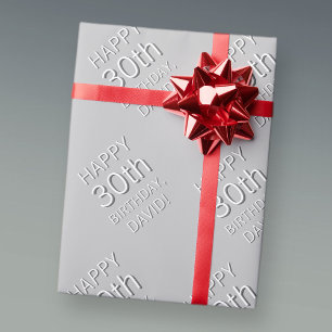 Papel De Presente Moderno Aniversário Editável Qualquer Nome/Idade