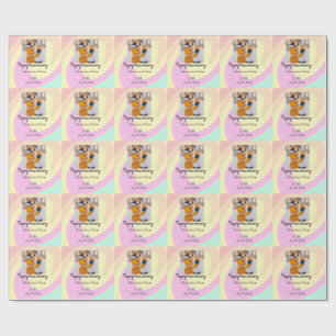 Papel De Presente Moderno Boho feliz aniversário adicione nome data