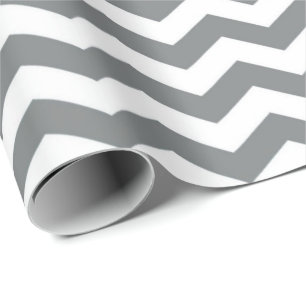 Papel De Presente Moderno, clássico, elegante cinza branco chevron