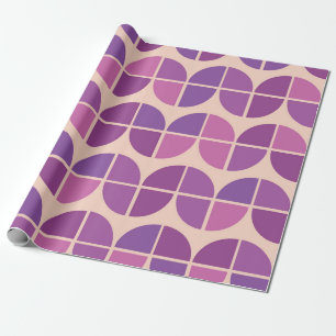 Papel De Presente Moderno de Meados do Século com Rosa Geométrico
