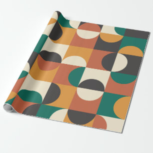 Papel De Presente Moderno de Meados do Século Meados círculos verde