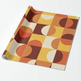 Papel De Presente Moderno de Meados do Século Meios círculos amarelo