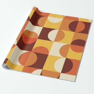 Papel De Presente Moderno de Meados do Século Meios círculos amarelo